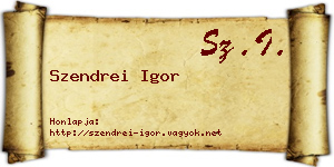 Szendrei Igor névjegykártya